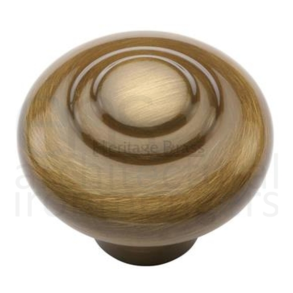 C3985 32-AT • 32 x 15 x 30mm • Antique Brass • Heritage Brass Ringed Bun Cabinet Knob